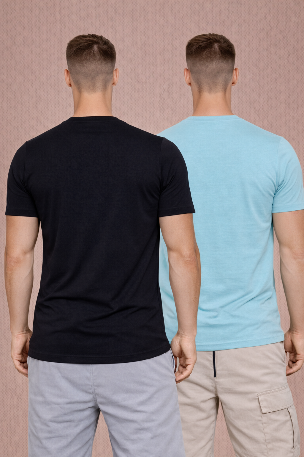 NAOFIT COOL+ Performance Tee Ultra-Light Activewear  Aqua Blue & Black Pack of 2