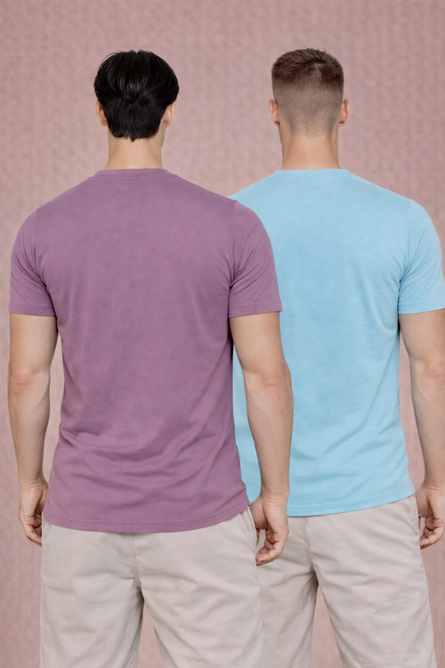 NAOFIT COOL+ Performance Tee Ultra-Light Activewear  Aqua Blue & Purple Pack of 2