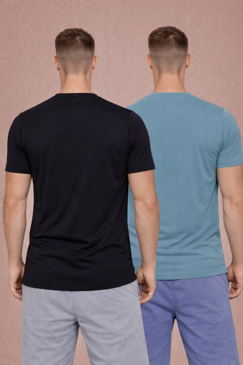 NAOFIT COOL+ Performance Tee Ultra-Light Activewear  Bottle Green & Black Pack of 2