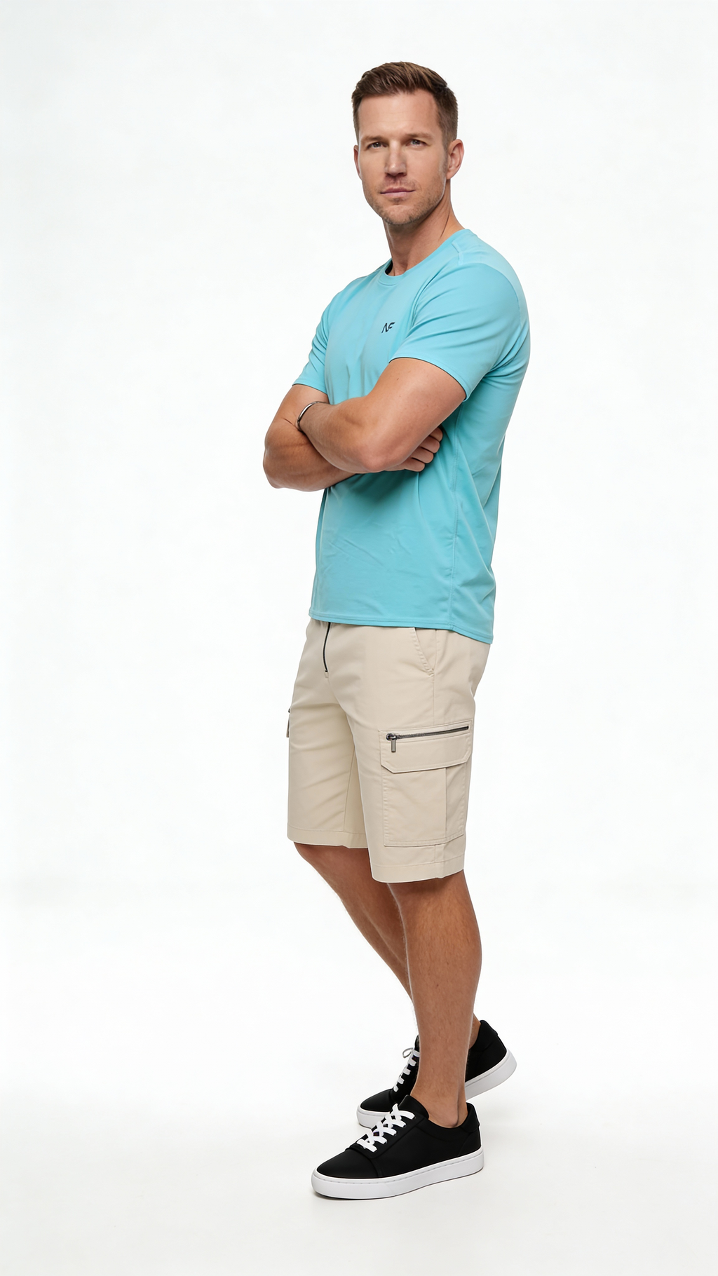 Naofit Men Rapid Dry Slim Fit Tee — Aqua Blue | Gym or Sports