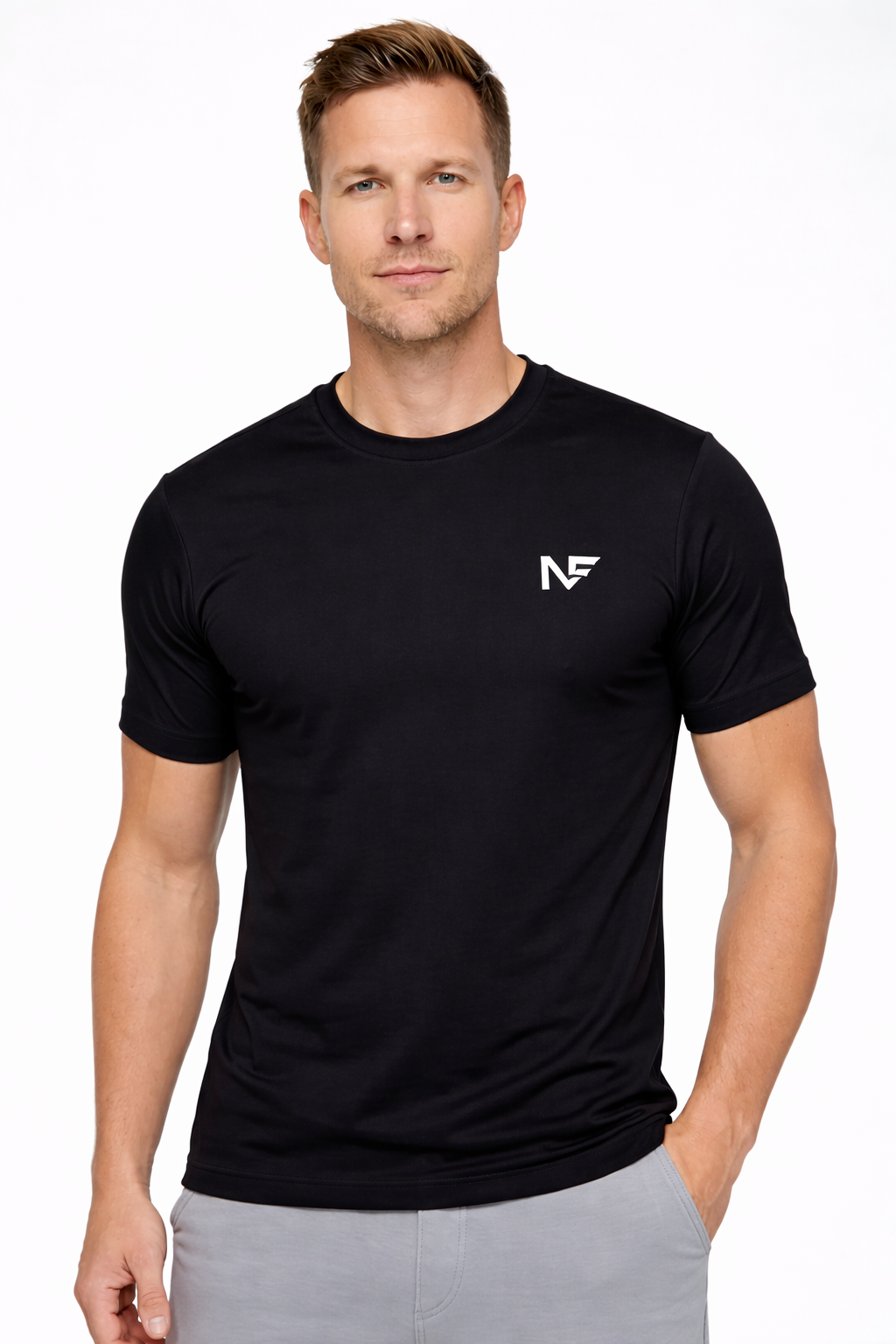 Naofit Plain Logo Tee —Jet Black  | Gym Tee
