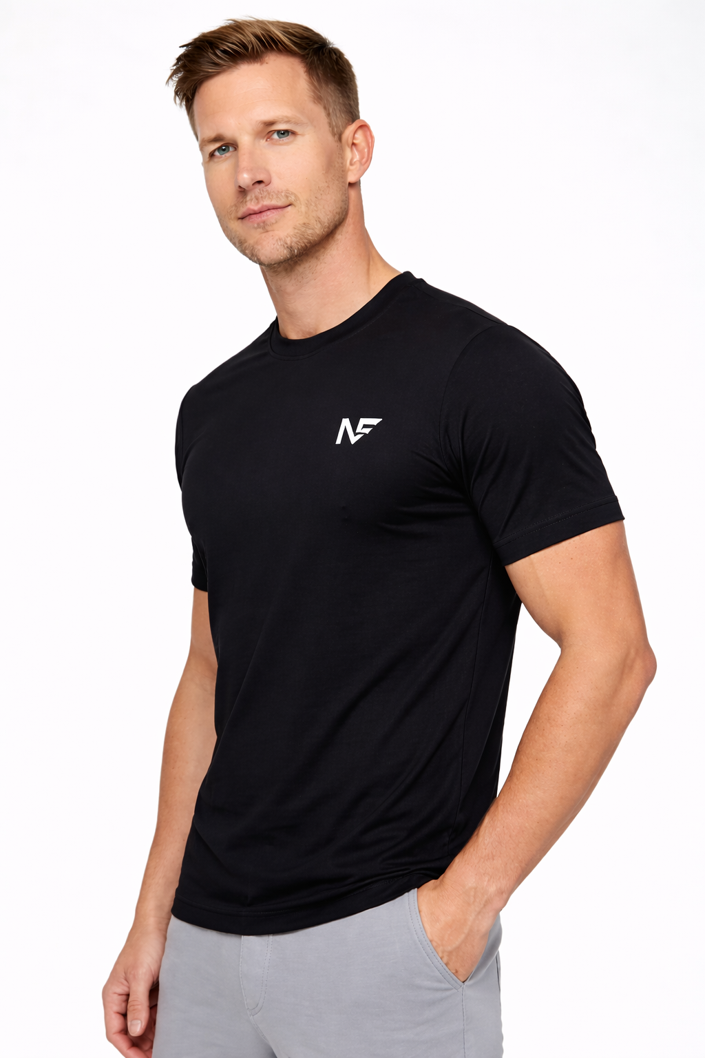 Naofit Plain Logo Tee —Jet Black  | Gym Tee