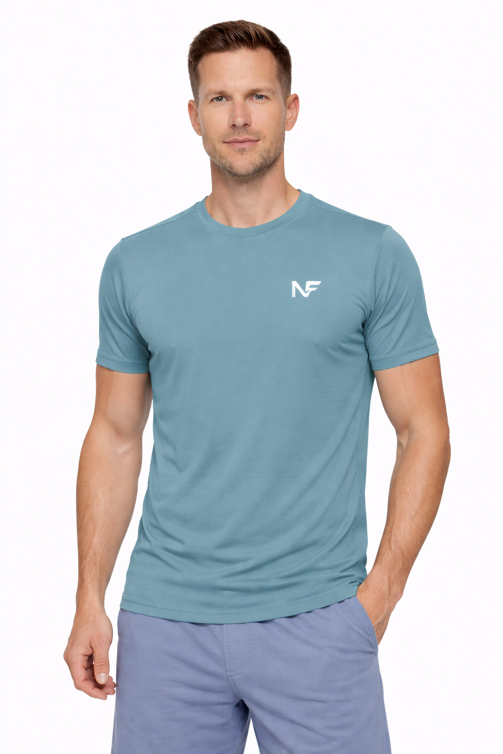 Naofit Plain Logo Tee — Bottle Green | Gym Tee
