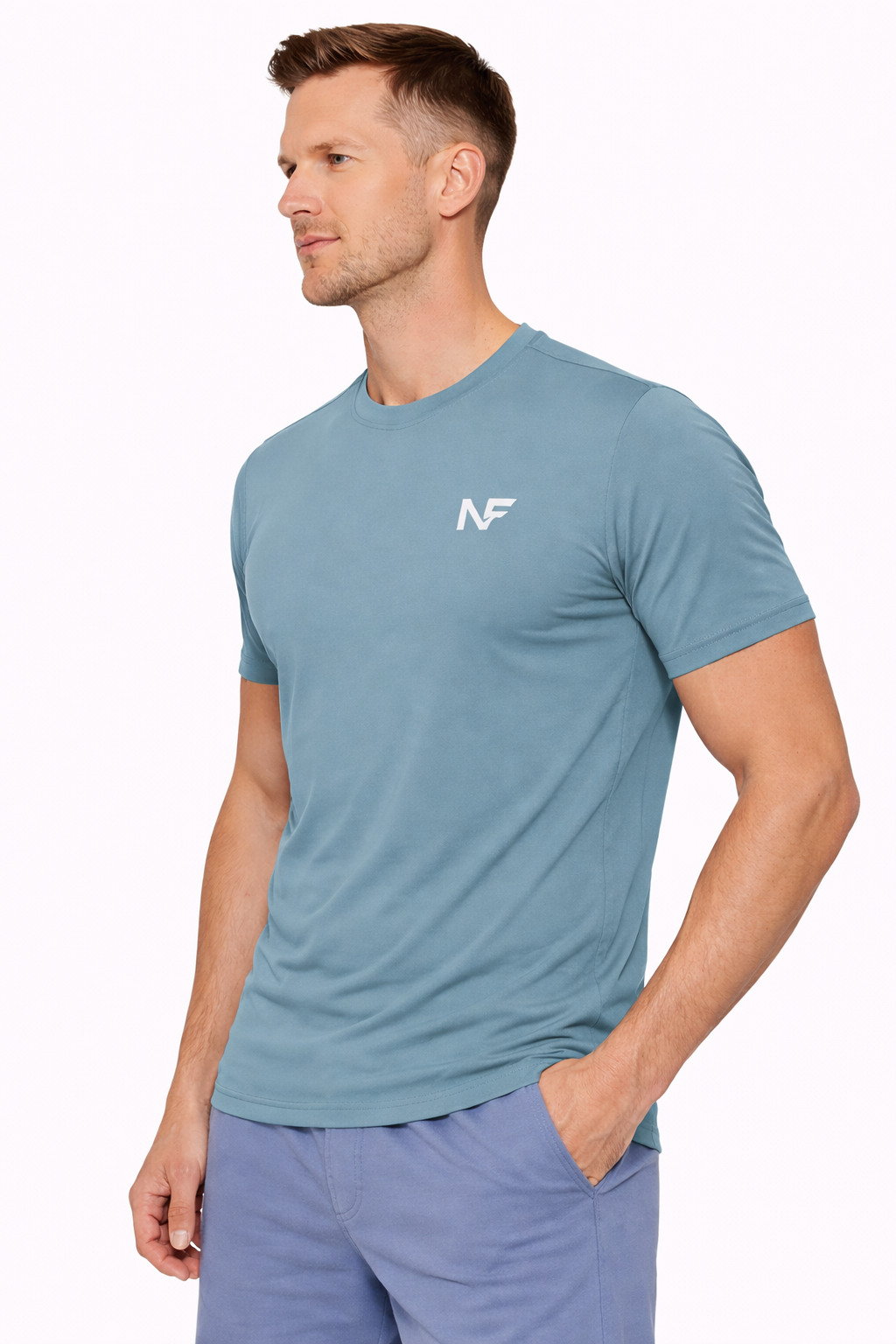 Naofit Plain Logo Tee — Bottle Green | Gym Tee