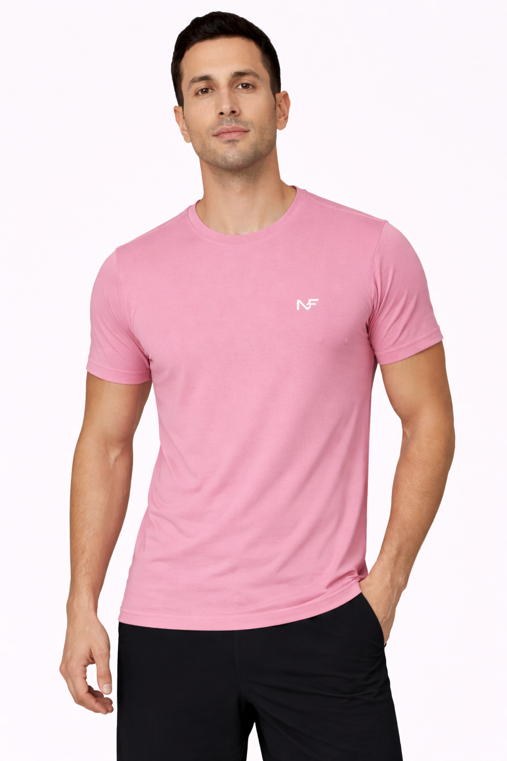 Naofit Plain Logo Tee —Rose Pink | Gym Tee