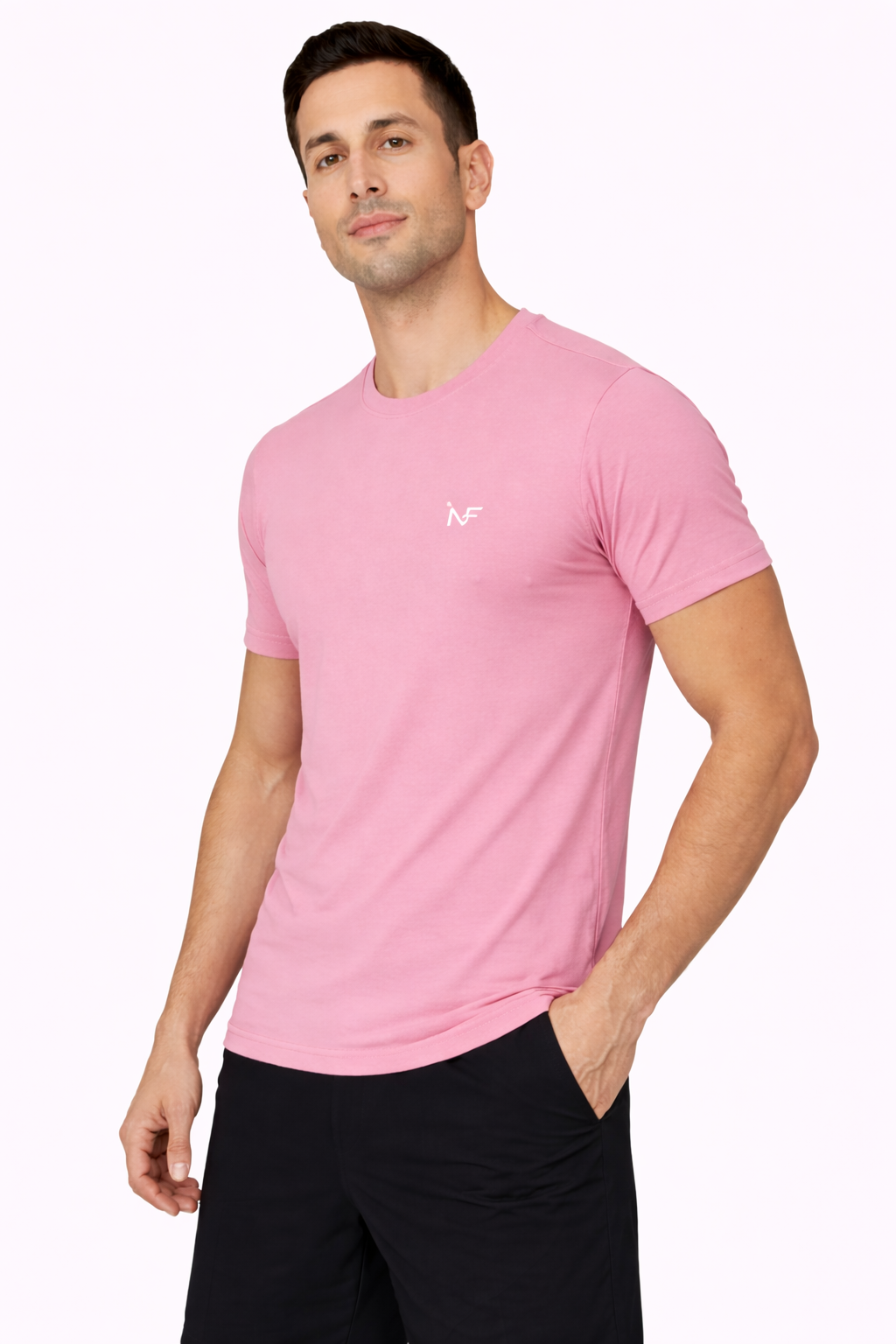 Naofit Plain Logo Tee —Rose Pink | Gym Tee