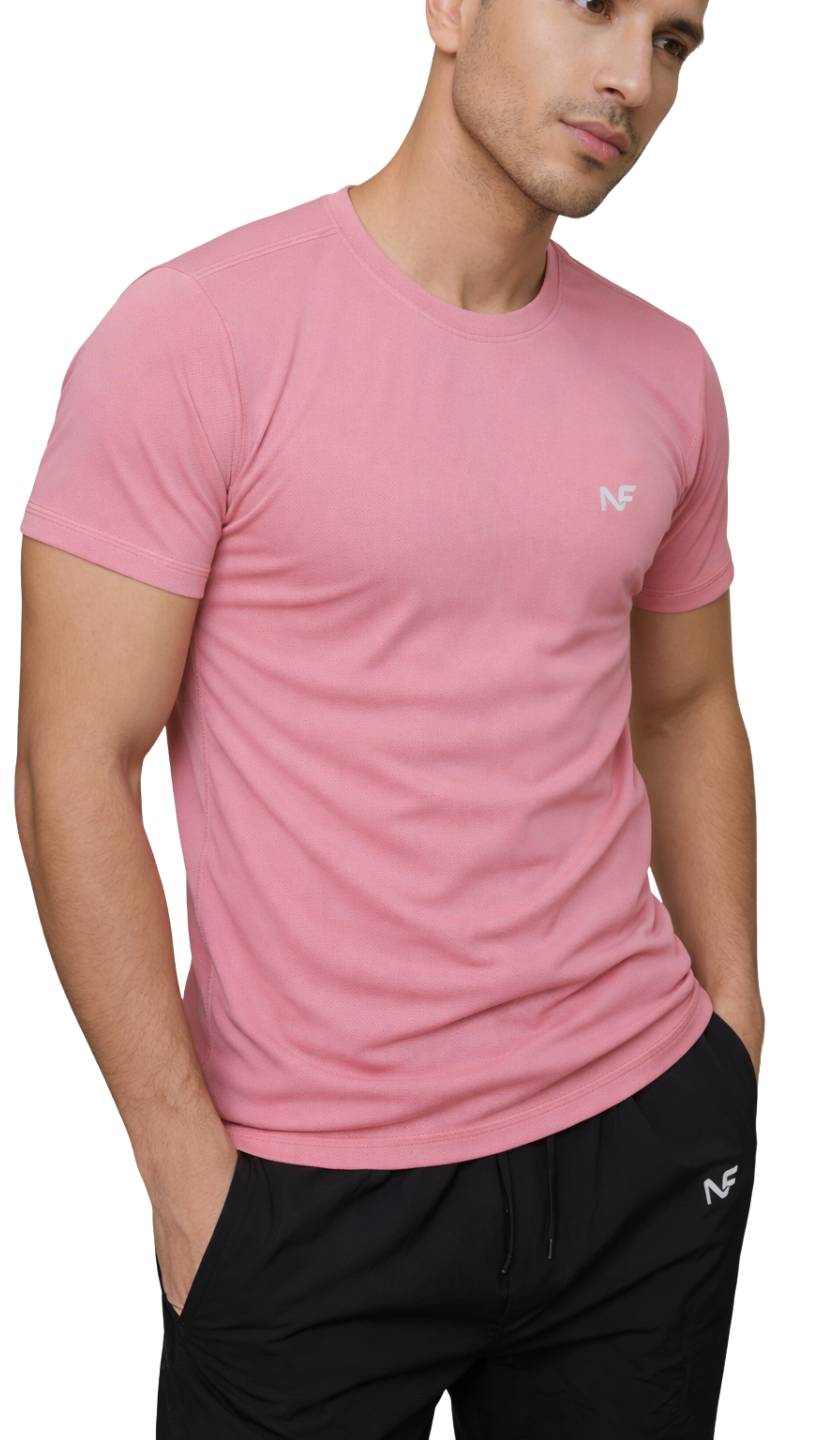 Naofit Plain Logo Tee —Rose Pink | Gym Tee