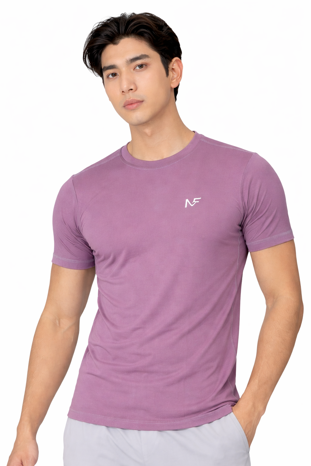 Naofit Men Rapid Dry Slim Fit Tee — Orchid Purple | Gym or Sports