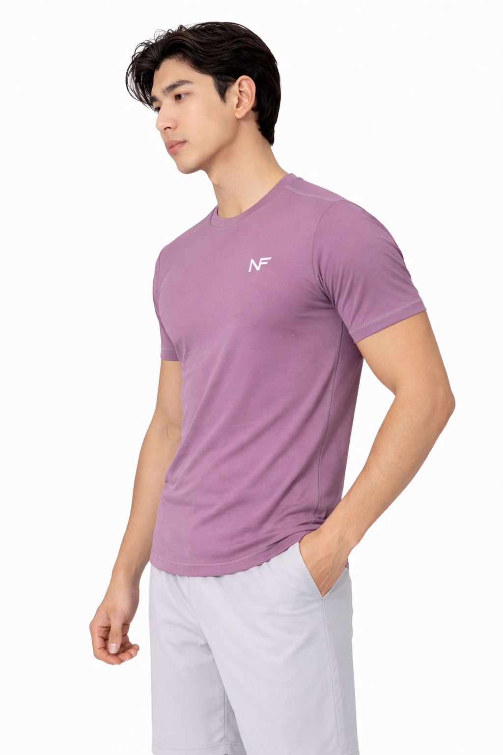 Naofit Men Rapid Dry Slim Fit Tee — Orchid Purple | Gym or Sports
