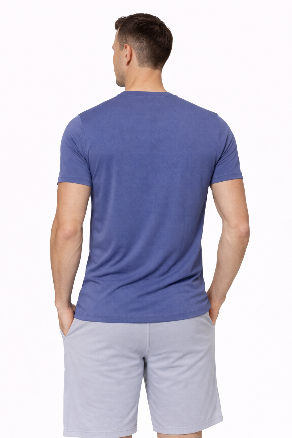 Naofit Plain Logo Tee — Steel Blue | Gym Tee