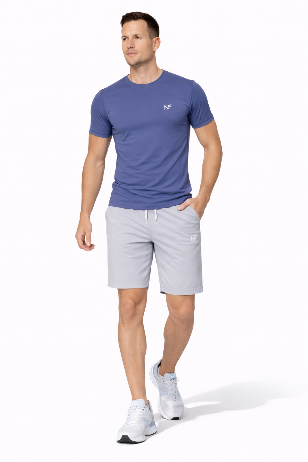 Naofit Men Rapid Dry Slim Fit Tee — Steel Blue | Gym or Sports