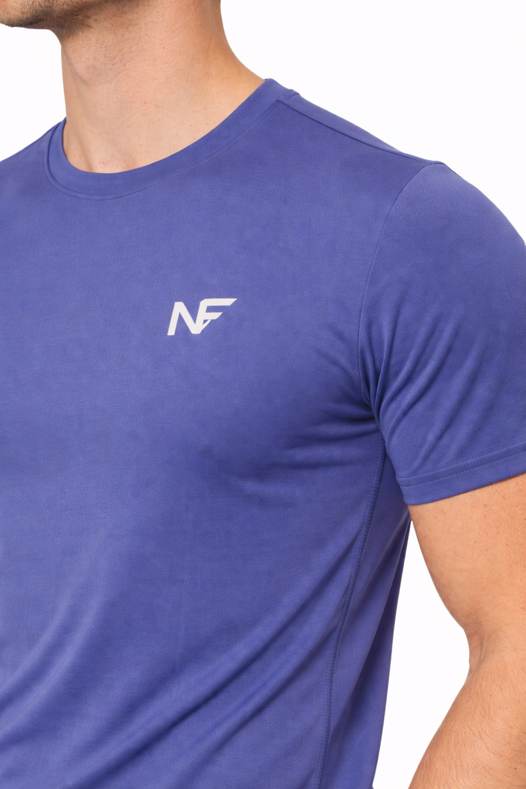 Naofit Plain Logo Tee — Steel Blue | Gym Tee