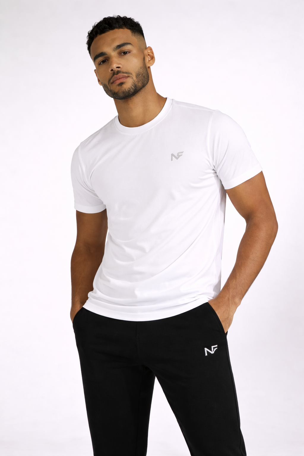 Naofit Men Rapid Dry Slim Fit Tee — White | Gym or Sports