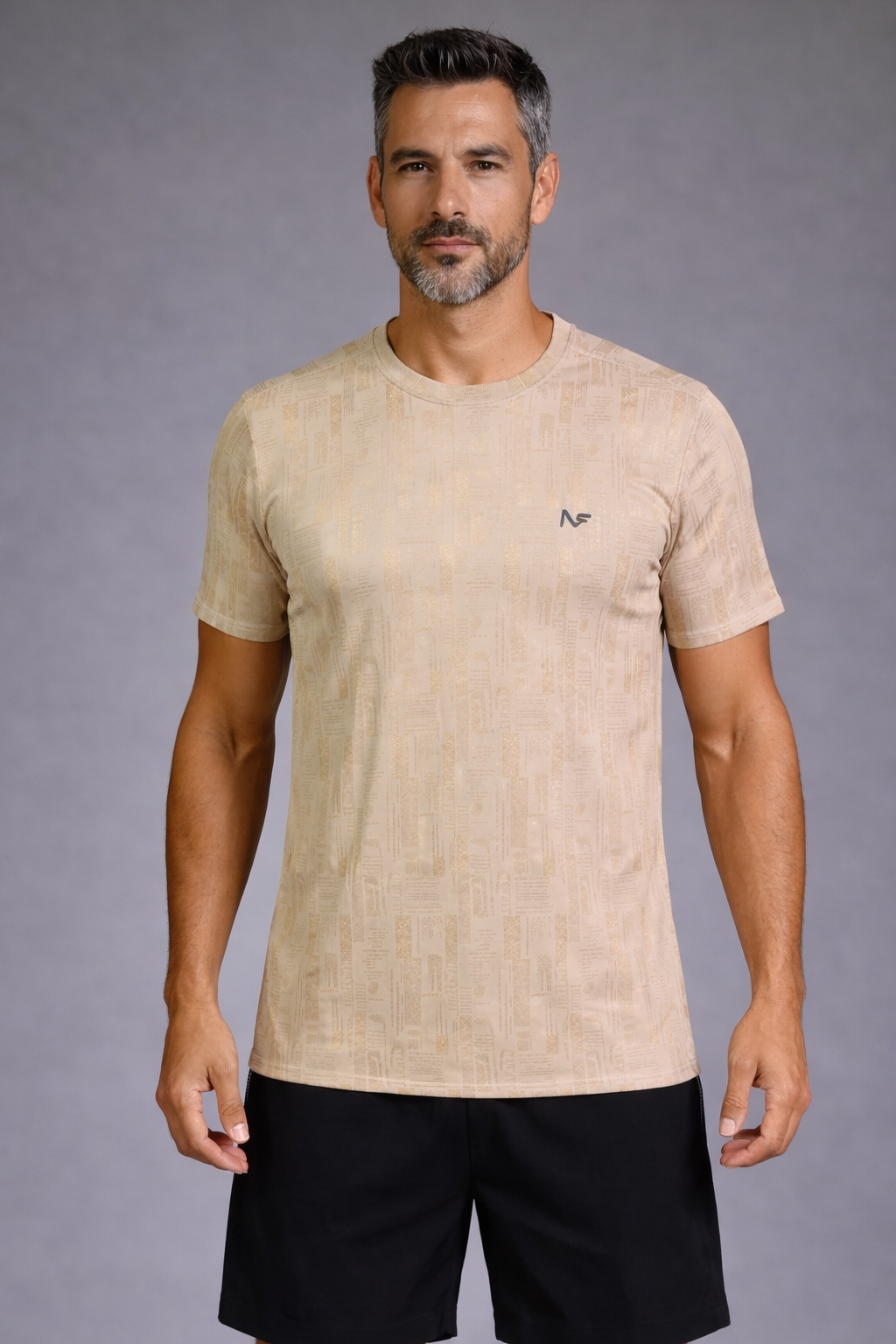 Naofit UV Tee — Beige | Quick Dry Gym Tee for Men