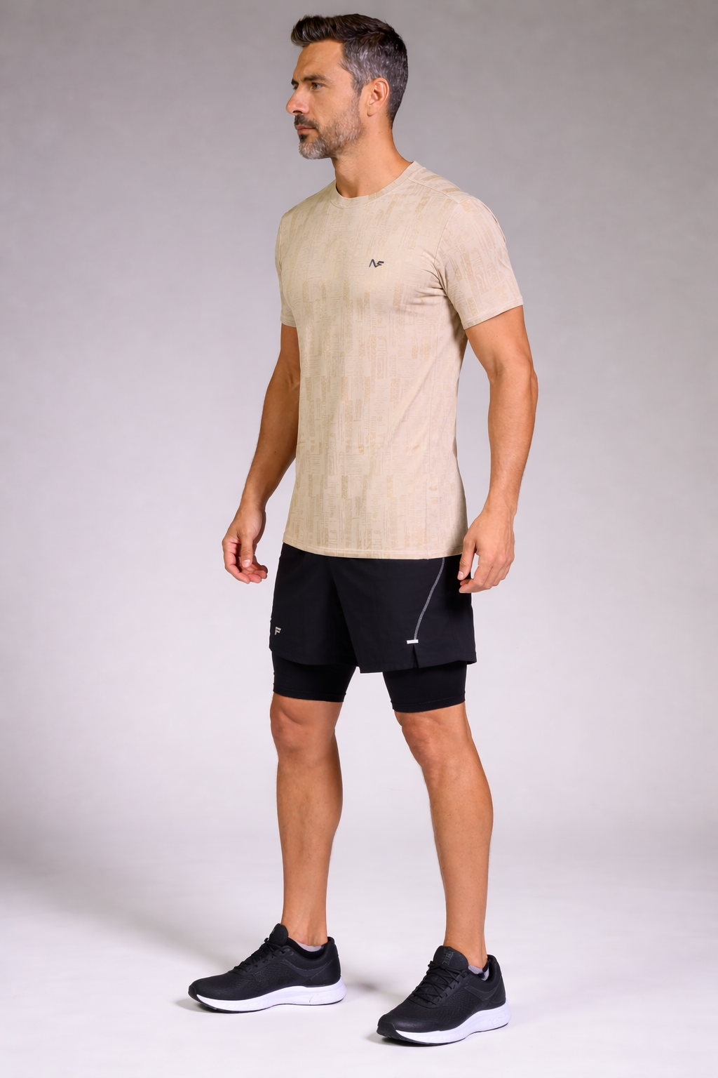 Naofit UV Tee — Beige | Quick Dry Gym Tee for Men