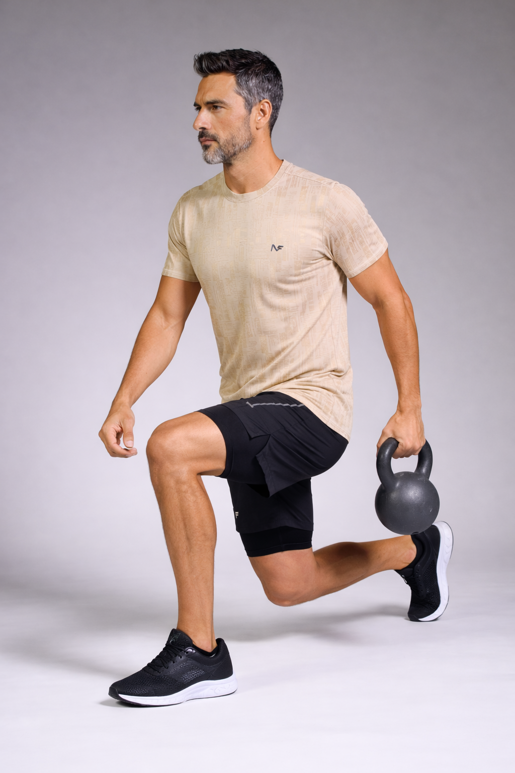 Naofit UV Tee — Beige | Quick Dry Gym Tee for Men