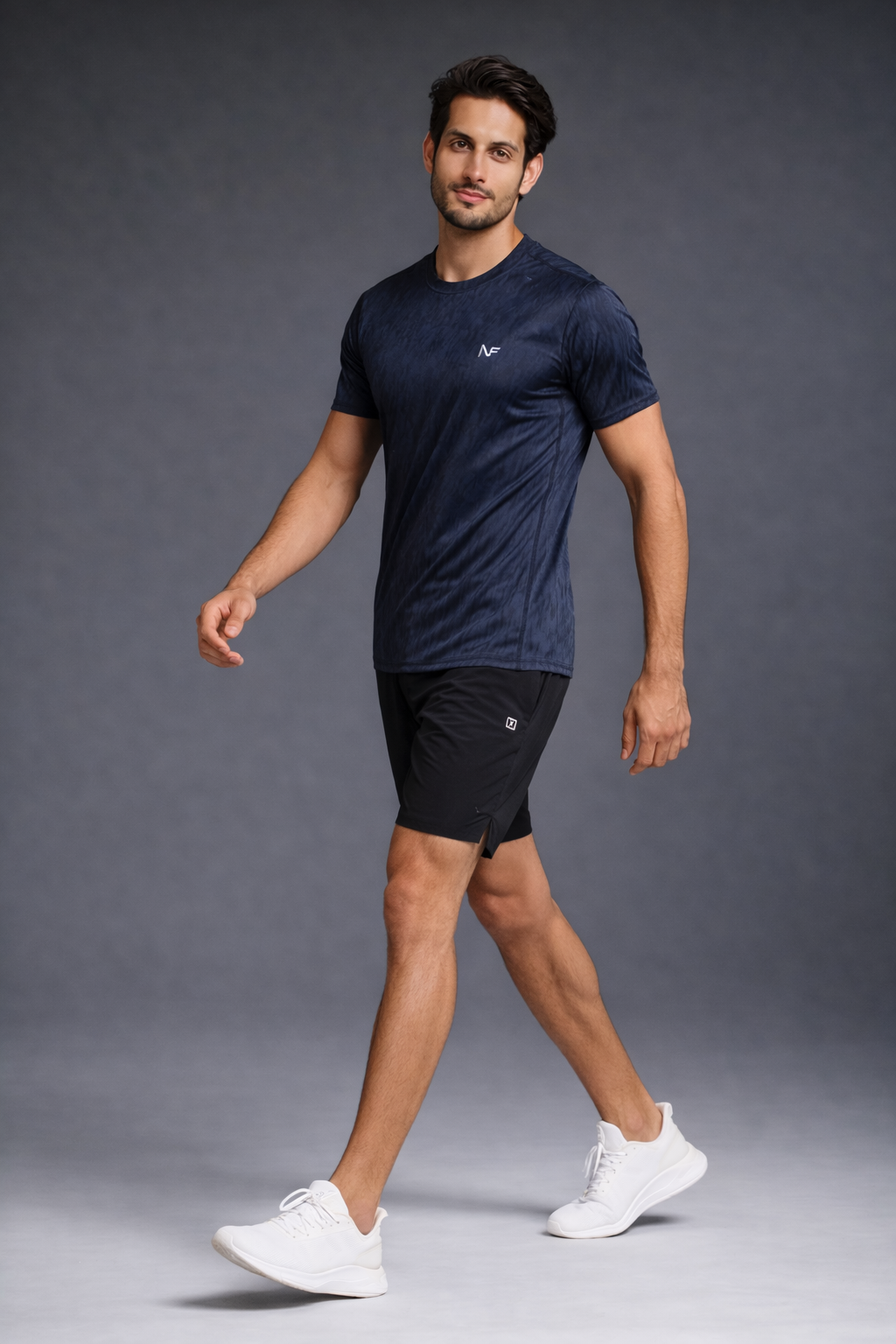 Naofit  Men Anti Odour UPF50 Slim Fit Tshirt —Dark Blue | Gym or Sports