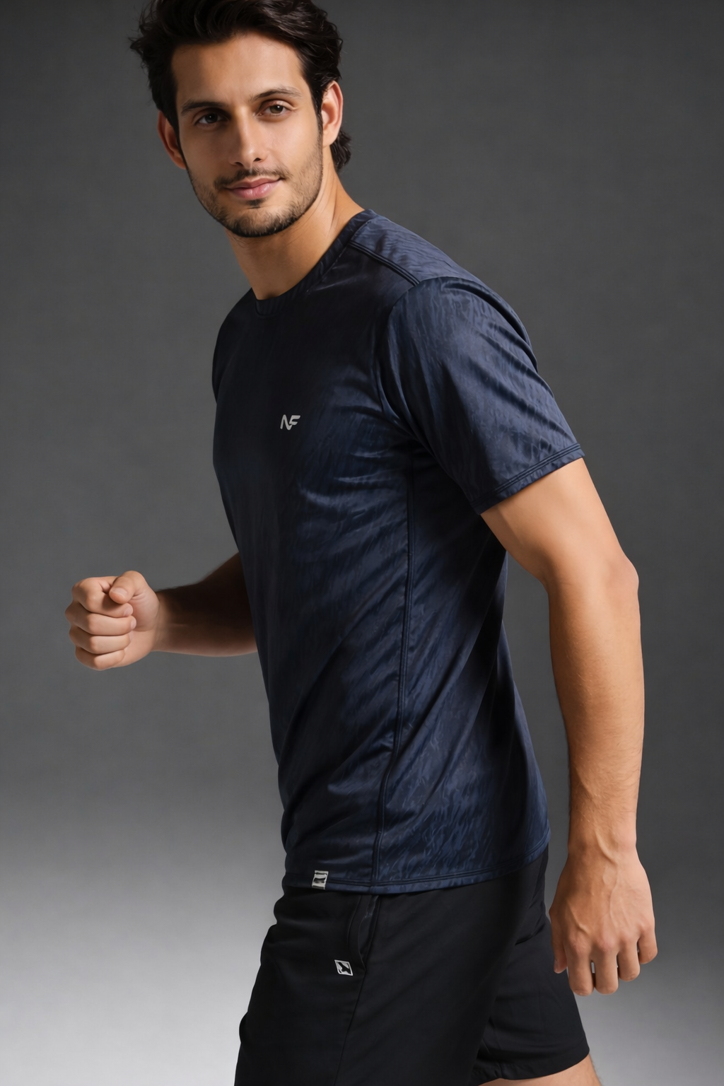 Naofit  Men Anti Odour UPF50 Slim Fit Tshirt —Dark Blue | Gym or Sports