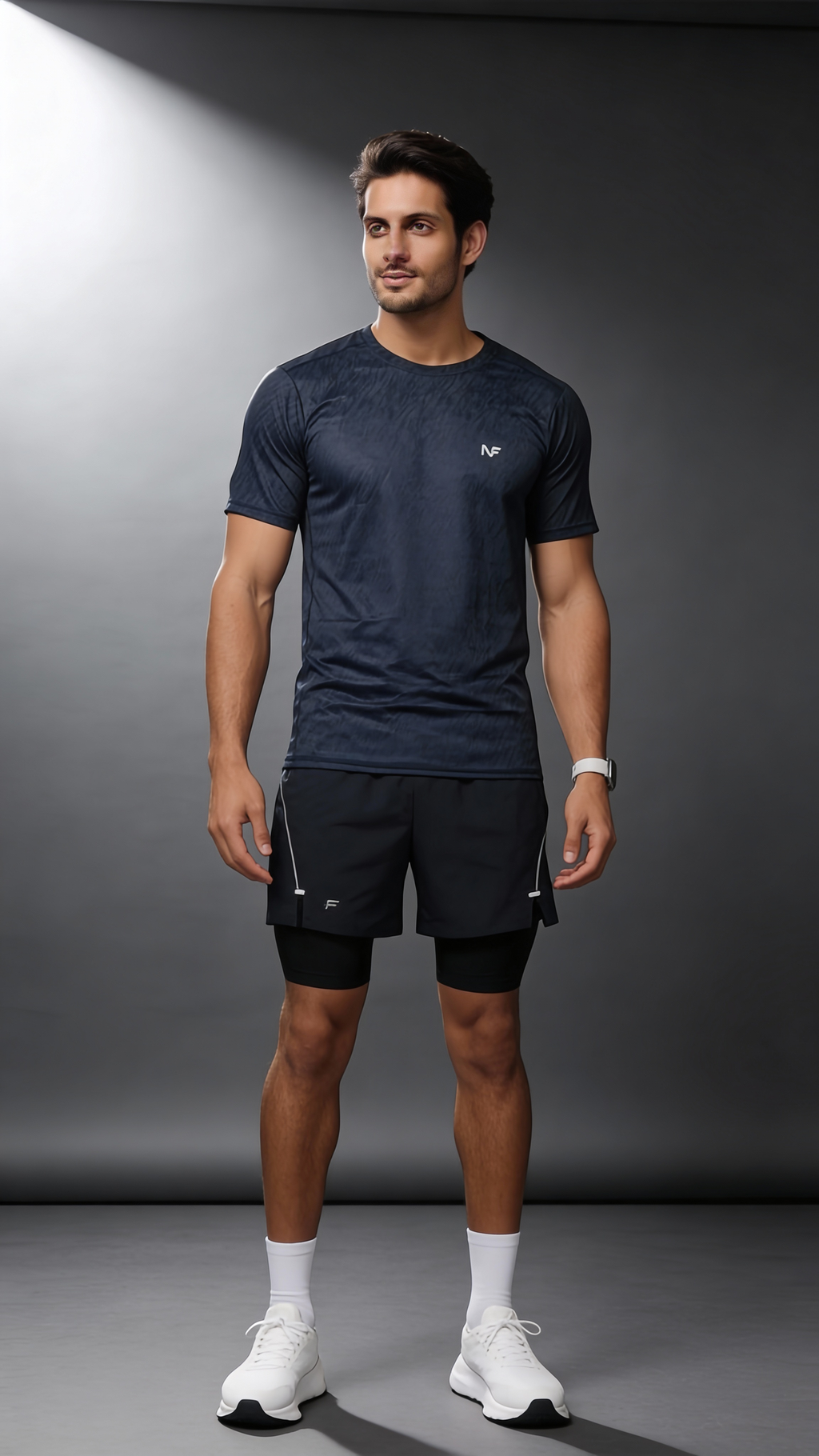 Naofit  Men Anti Odour UPF50 Slim Fit Tshirt —Dark Blue | Gym or Sports