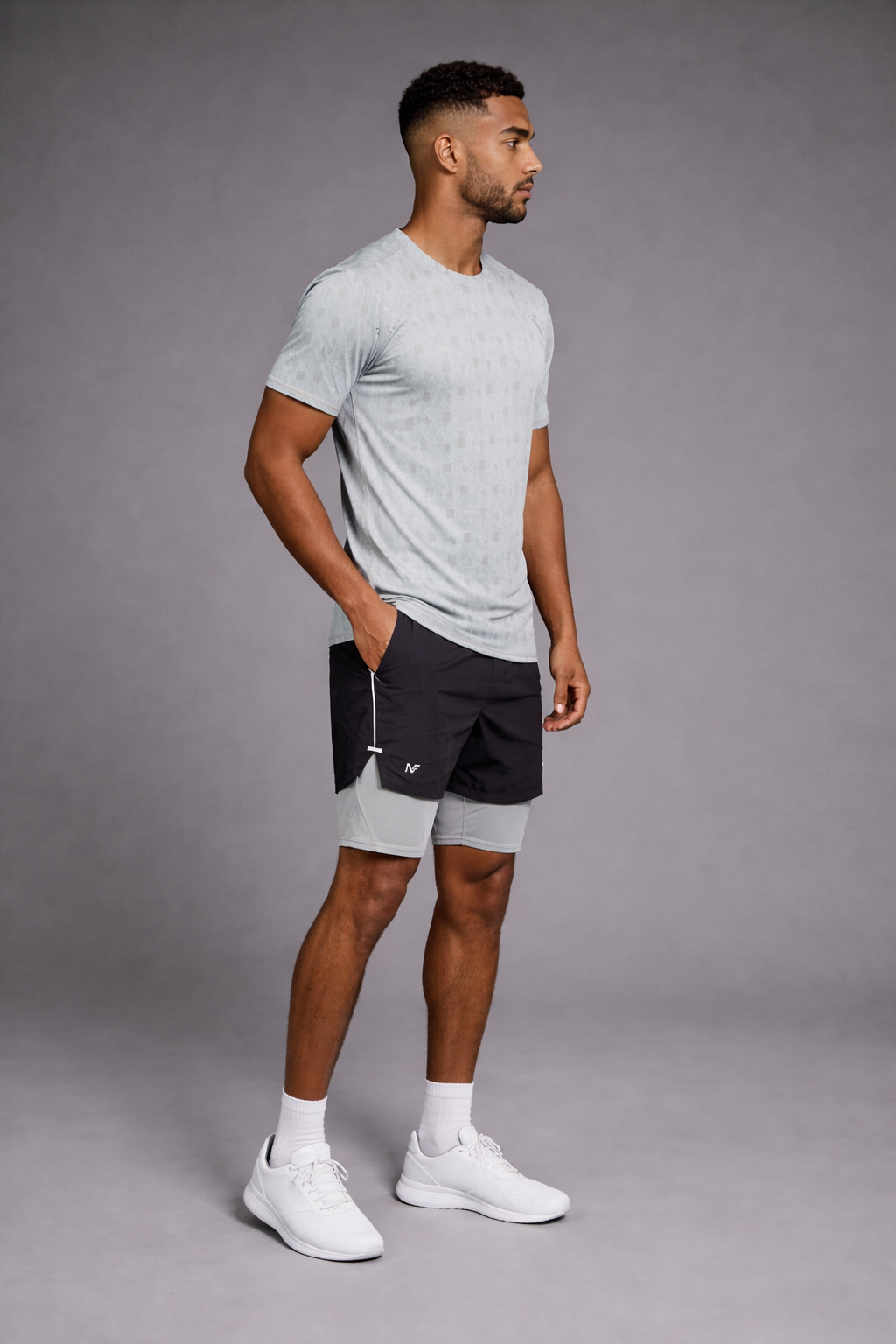 Naofit  Men Anti Odour UPF50 Slim Fit Tshirt — Light Grey | Gym or Sports