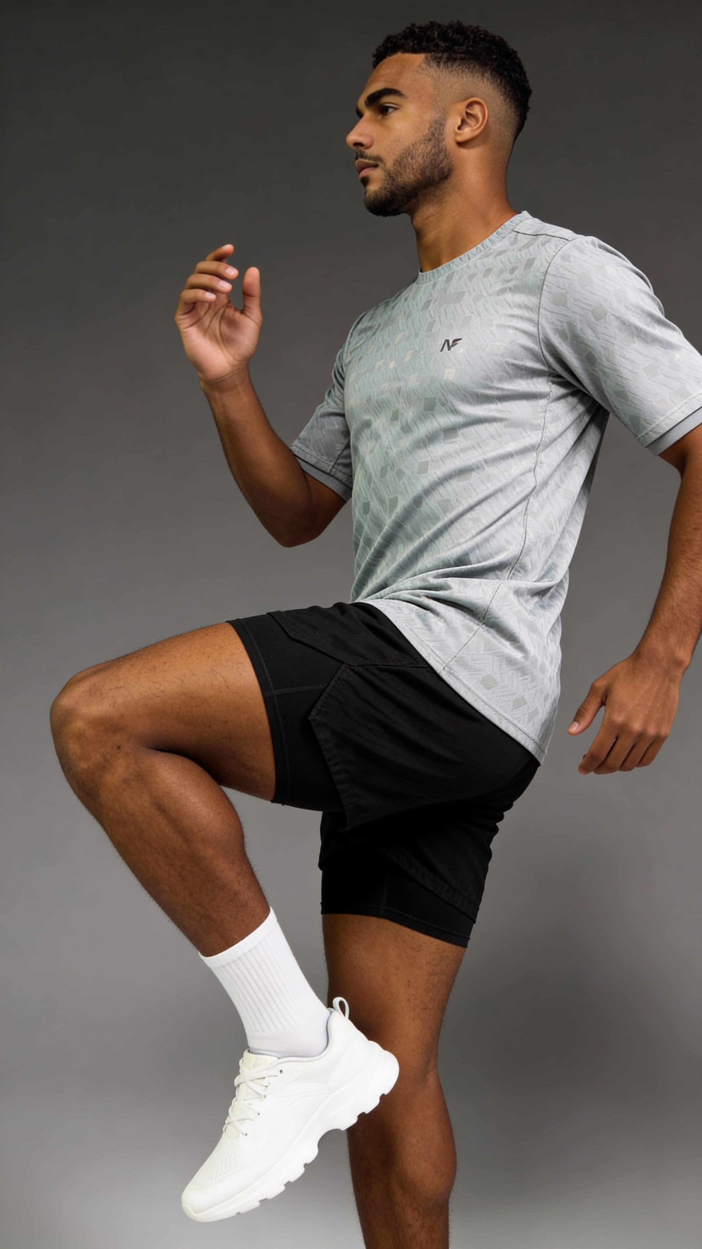 Naofit  Men Anti Odour UPF50 Slim Fit Tshirt — Light Grey | Gym or Sports