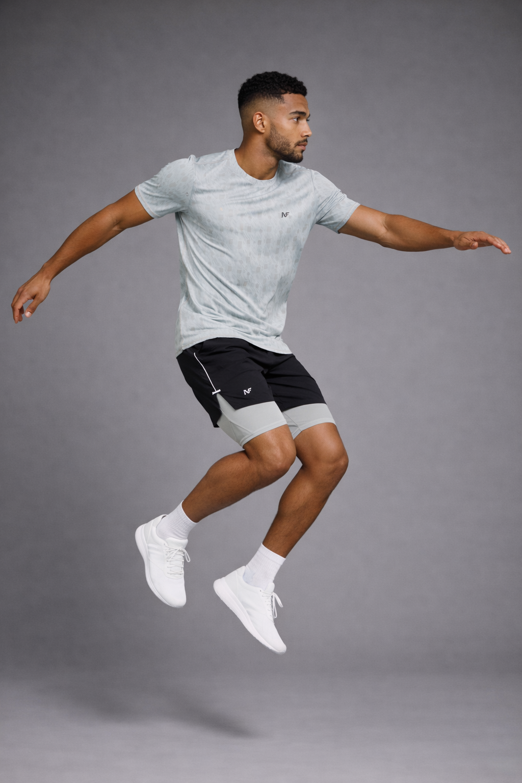 Naofit  Men Anti Odour UPF50 Slim Fit Tshirt — Light Grey | Gym or Sports
