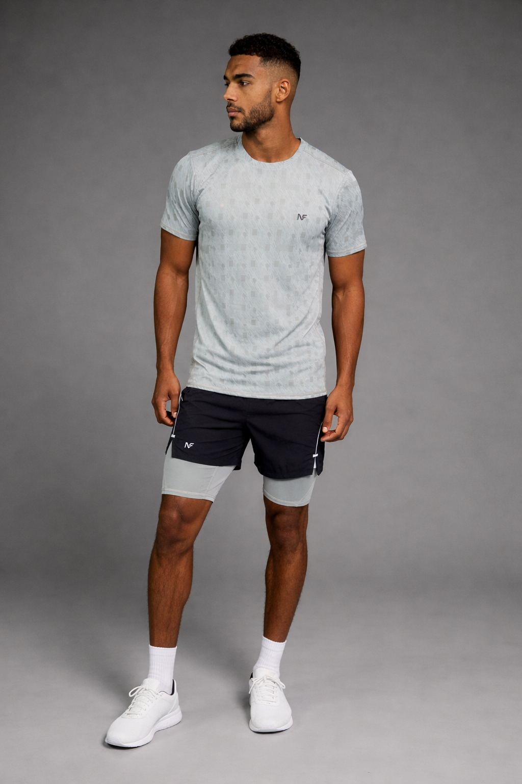 Naofit  Men Anti Odour UPF50 Slim Fit Tshirt — Light Grey | Gym or Sports