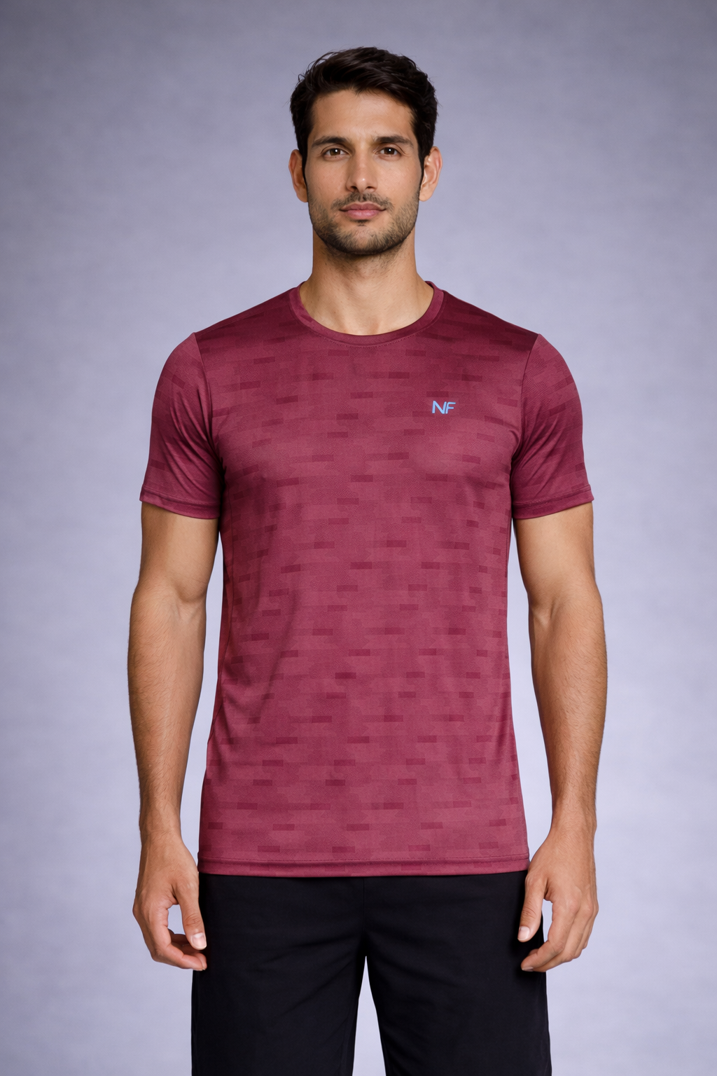 Naofit UV Tee — Maroon | Quick Dry Gym Tee for Men
