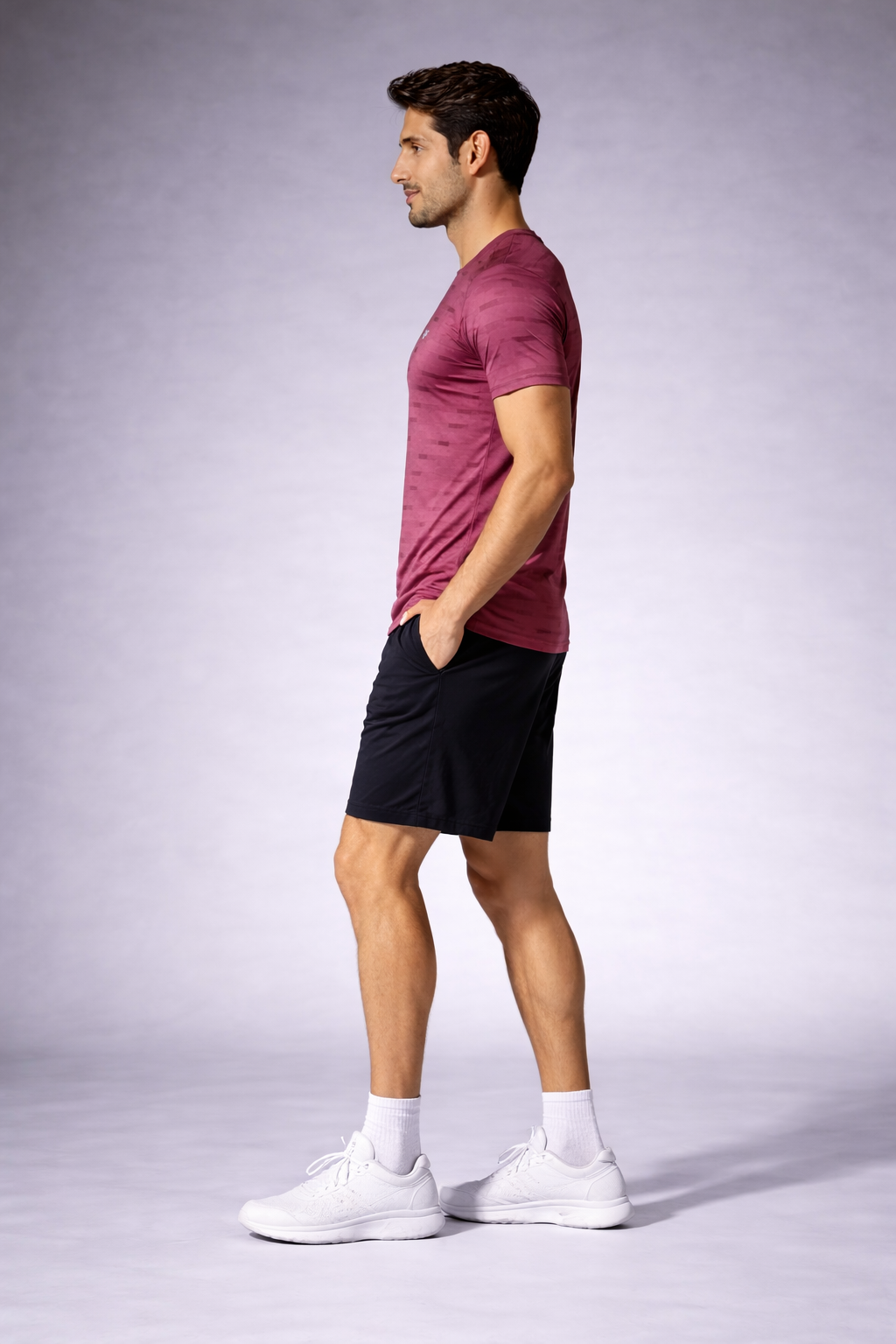Naofit UV Tee — Maroon | Quick Dry Gym Tee for Men