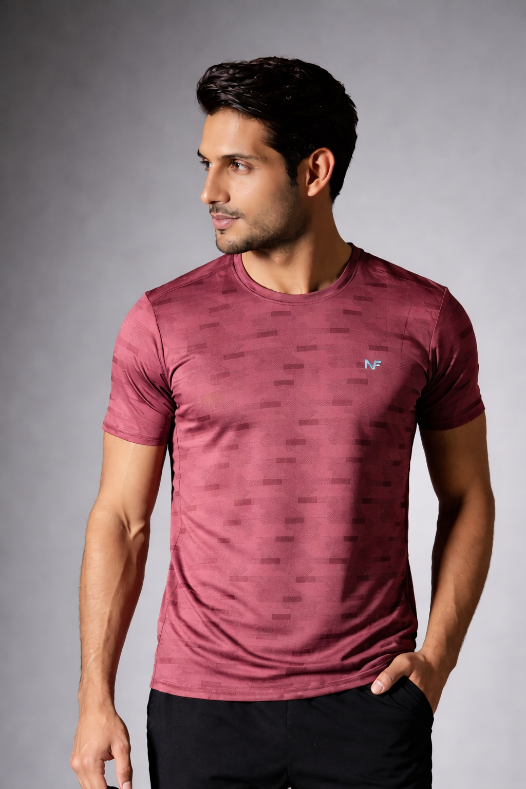 Naofit UV Tee — Maroon | Quick Dry Gym Tee for Men