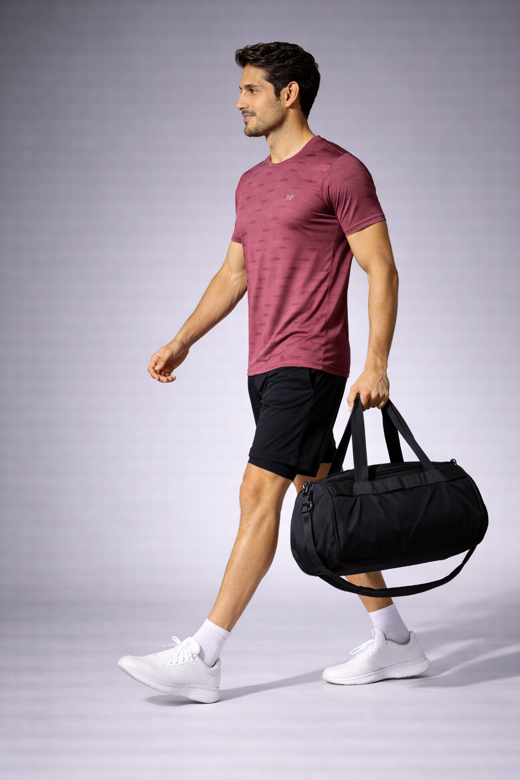 Naofit UV Tee — Maroon | Quick Dry Gym Tee for Men