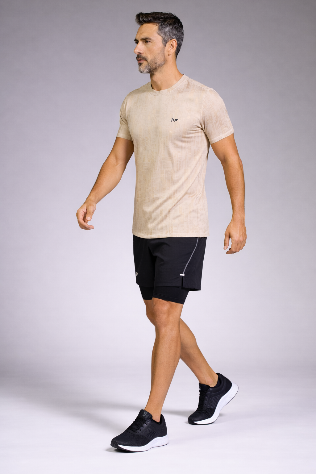 Naofit T-shirt with Nao Cool Technology Blue & Biege