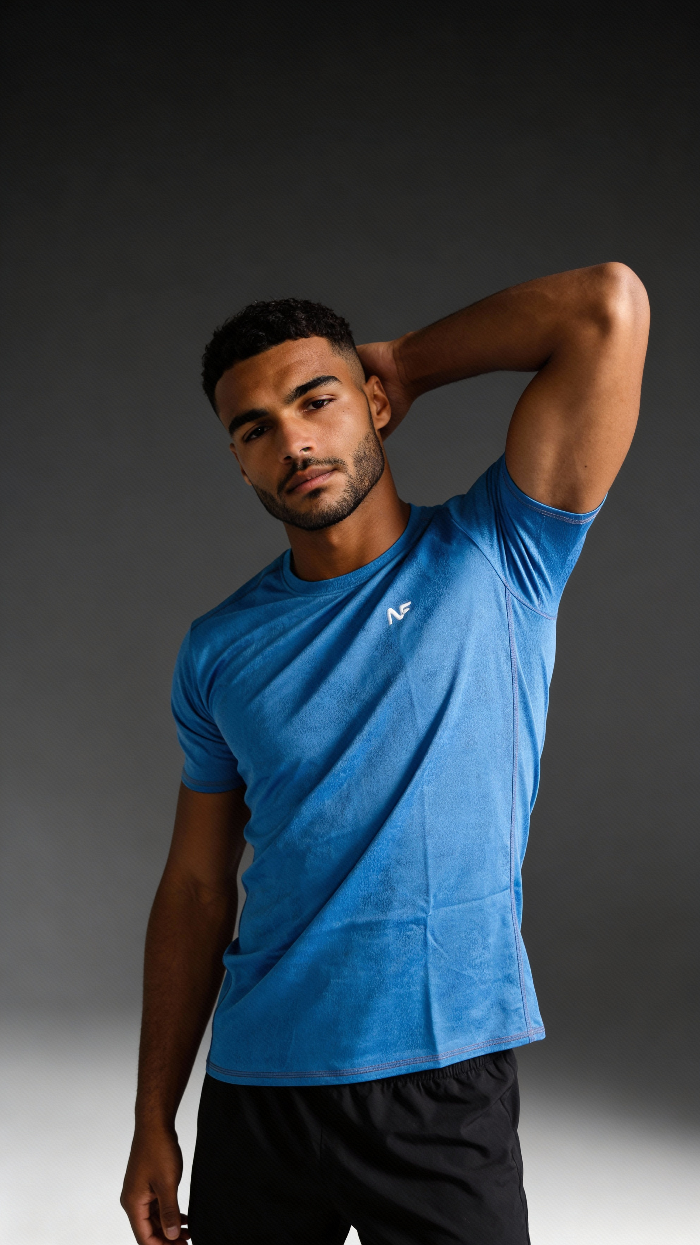 Naofit T-shirt with Nao Cool Technology Blue & Biege