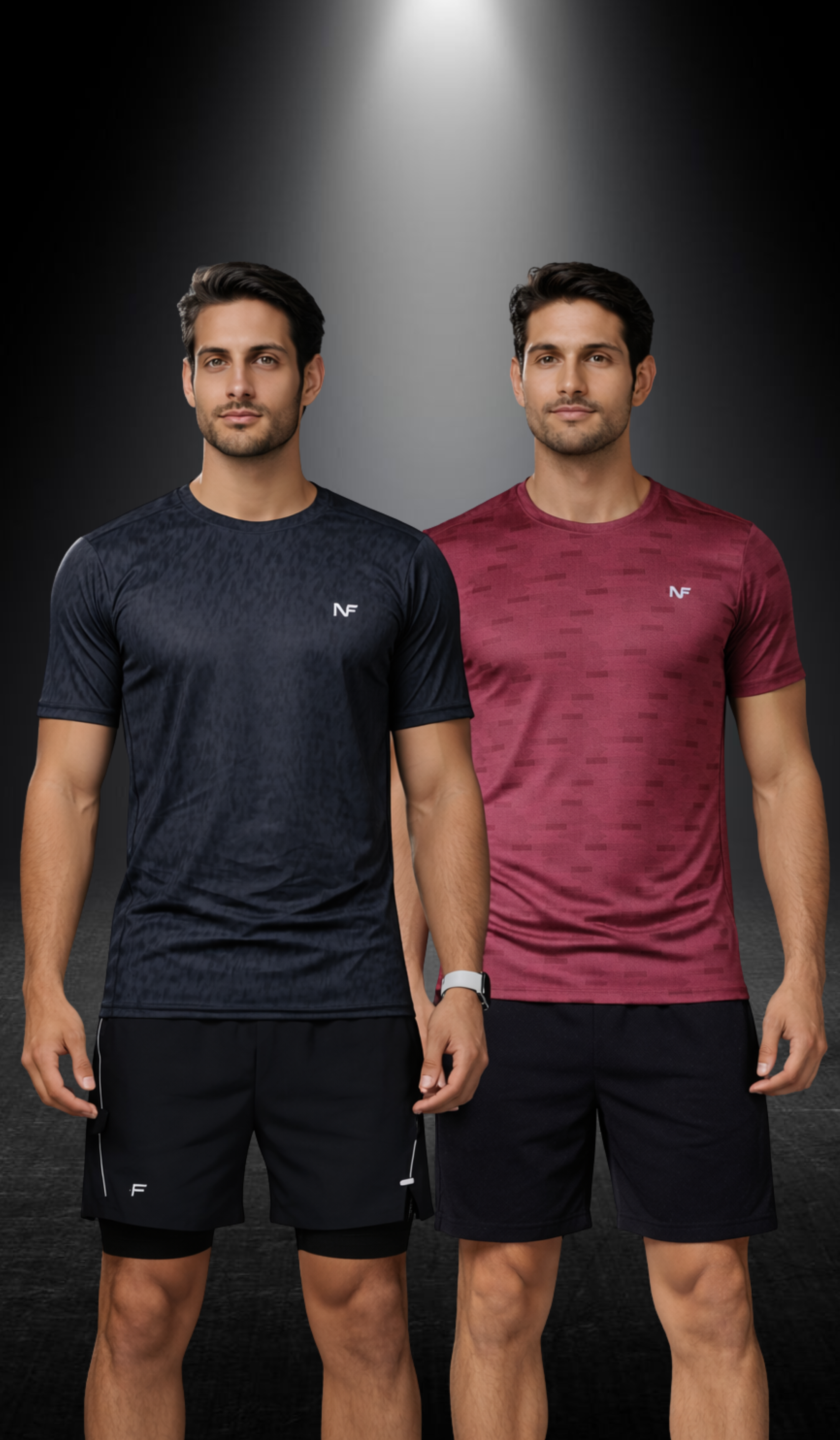 Naofit T-shirt with Nao Cool Technology Dark Bule & Maroon