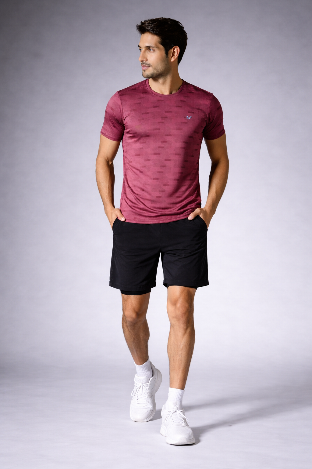 Naofit T-shirt with Nao Cool Technology Dark Bule & Maroon